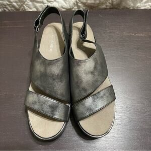 Antelope Pewter Leather Platform Sandals Size 41